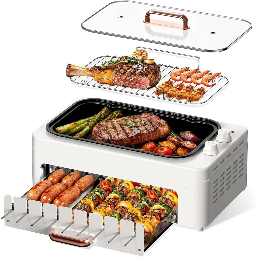 4-in-1 Indoor Countertop Grill - Hot Dog Roller Grill ulasan dan harga