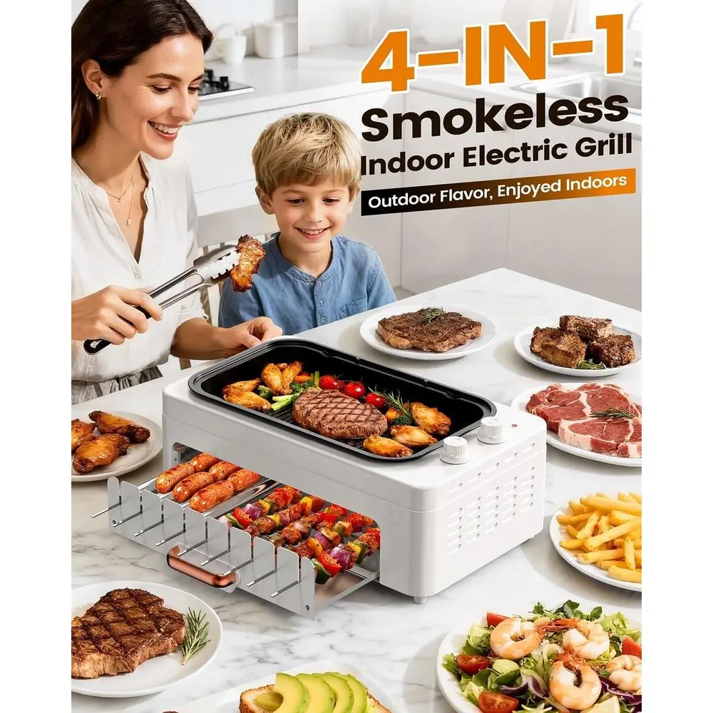 4-in-1 Indoor Countertop Grill - Hot Dog Roller Grill ulasan dan harga