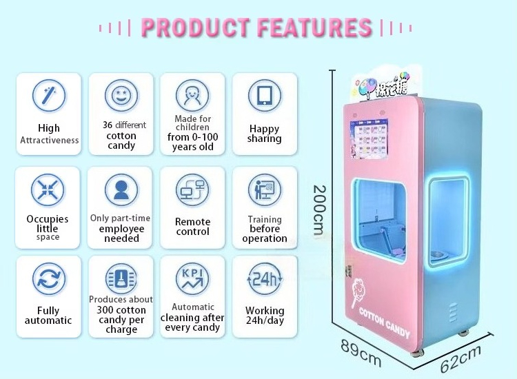 Outdoor Fully Automatic Cotton - Candy Floss Machine Commercial ulasan dan harga
