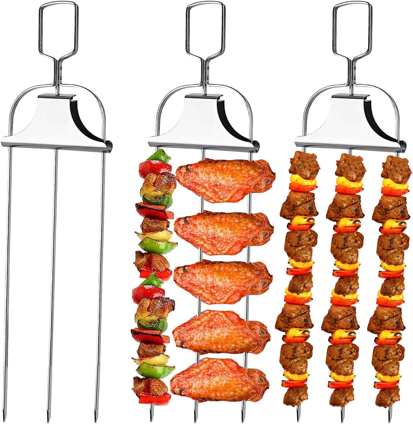 3Pcs Skewer Sticks Kabob Stick - Hot Dog Roller Grill ulasan dan harga