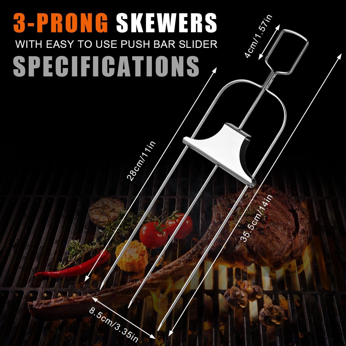 3Pcs Skewer Sticks Kabob Stick - Hot Dog Roller Grill ulasan dan harga